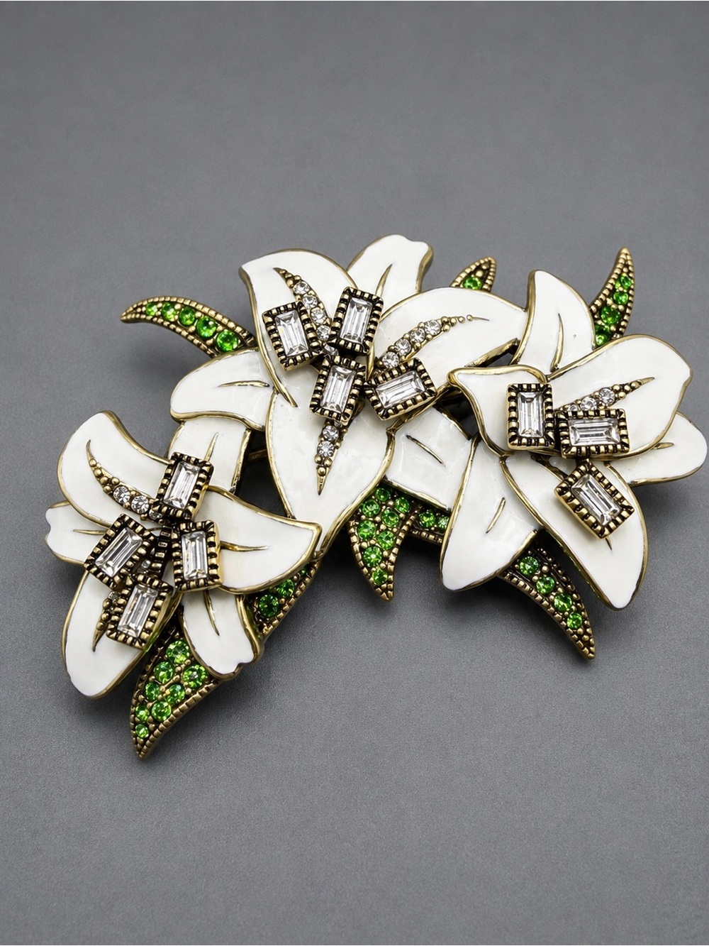 Heidi Daus White Lily Spray Brooch Hope Purity Peace #23SB